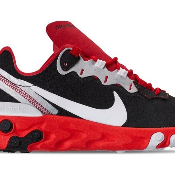 New Running NIKE React Element 55 Black White Red - Picture 7 of 8
